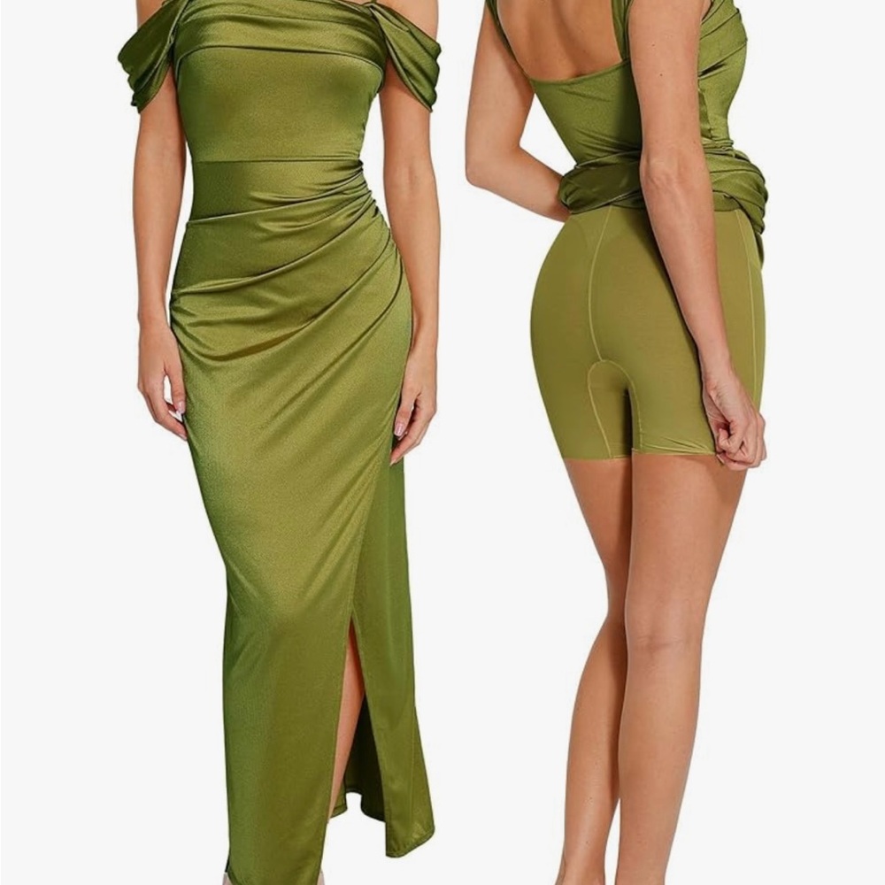 Green Asymmetrical Off-Shoulder Bodycon Dress NWOT